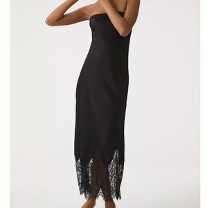 By Anthropologie Lace-Trim Midi Slip Dress